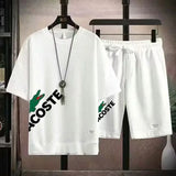 Men Waffle Print Shorts Set