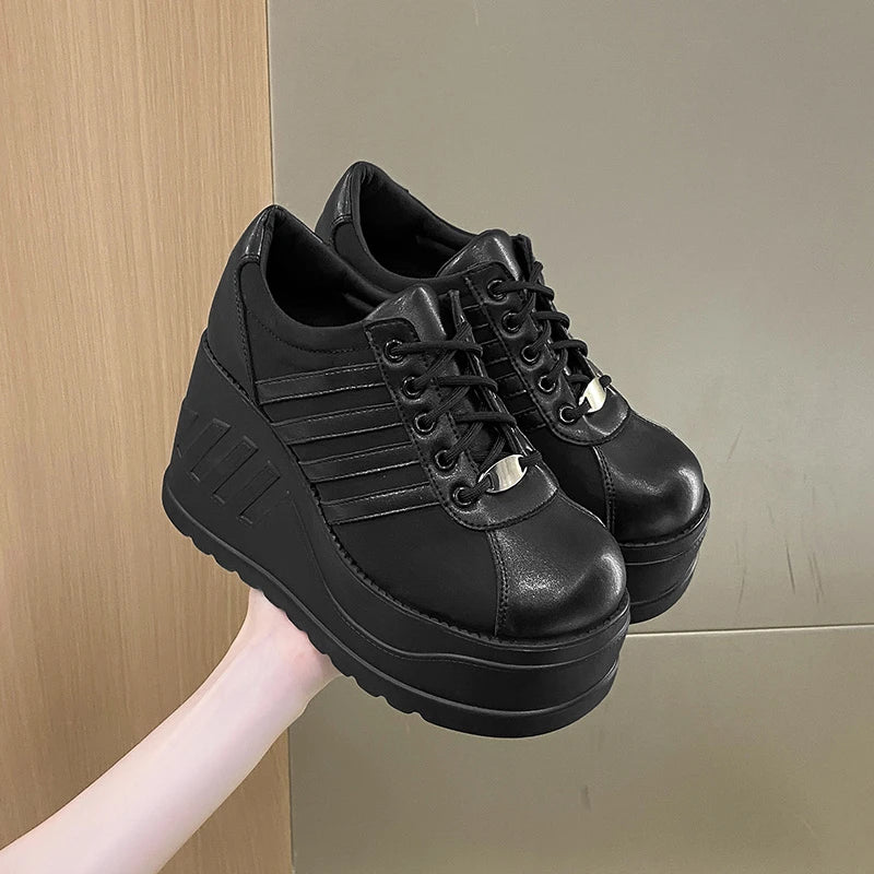 Women’s Pumps Round Head Lace-Up Leisure Heels
