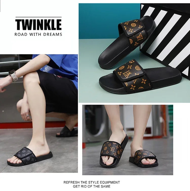 Men Genuine Leather Summer Sandals Slippers