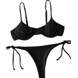 Split V-Neck Bikini Set