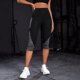 Colorblocked Capri Women's Yoga Leggings – High Waist Workout Pants with Pockets
