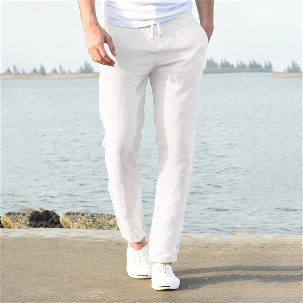 Men’s Solid Linen Trousers