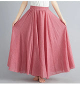 Women Cotton Linen Maxi Skirt