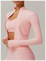Women's Zip Long Sleeve Yoga Jacket – Slim Fit Gym Training Top