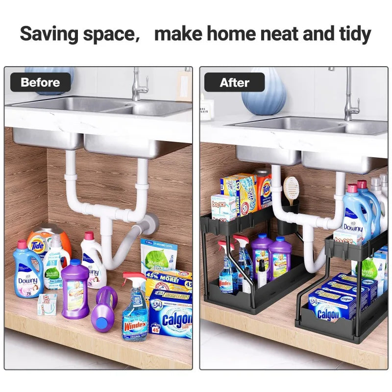Pull-Out Kitchen Sink Storage Rack