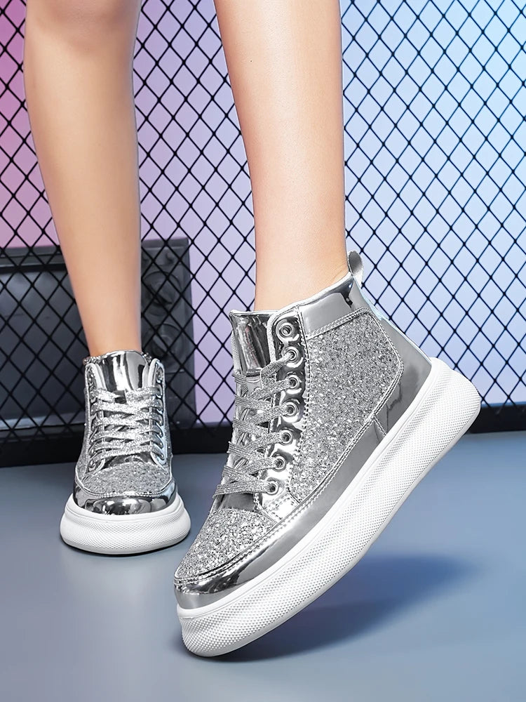 Pink Bling High Top Fashion Skate Shoes