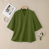 Kyoto Cross V-Neck Tunic Blouse