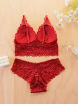 Women Contrast Lace Bra Set