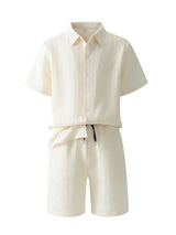 Men Jacquard Shirt Shorts Set