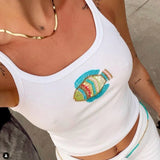 Glitter Beaded Crop Vest