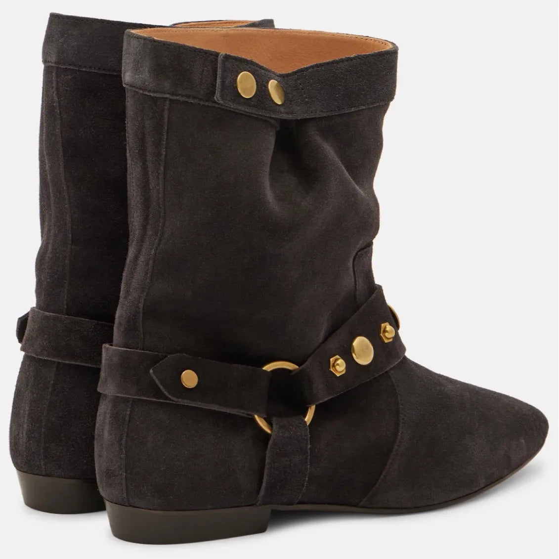 Women Rivet Embellished Ankle Boots – Casual Pointed Toe Suede