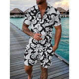 Men's 3D Print Polo & Shorts Set