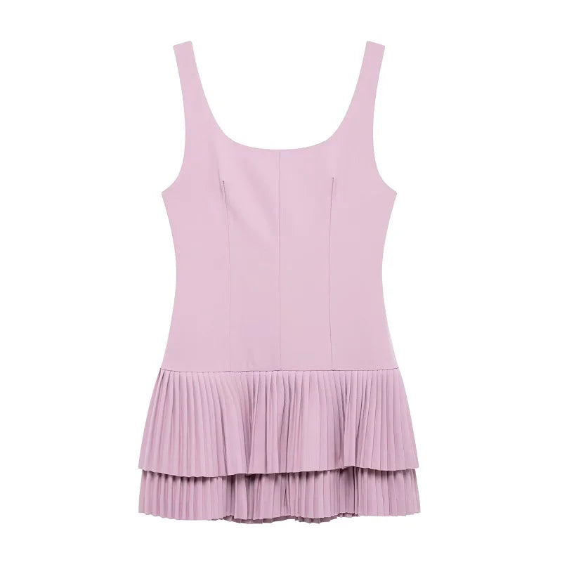 Women Pleated Backless Party Dress