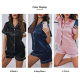 Women Satin Button Down Pajama Set