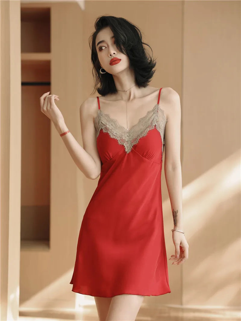 Women Ice Silk Nighty Pajamas