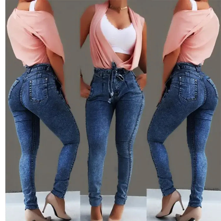 Women High Waist Skinny Stretch Jeans