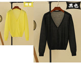 Korean V-Neck Cropped Cardigan Women's Sweater