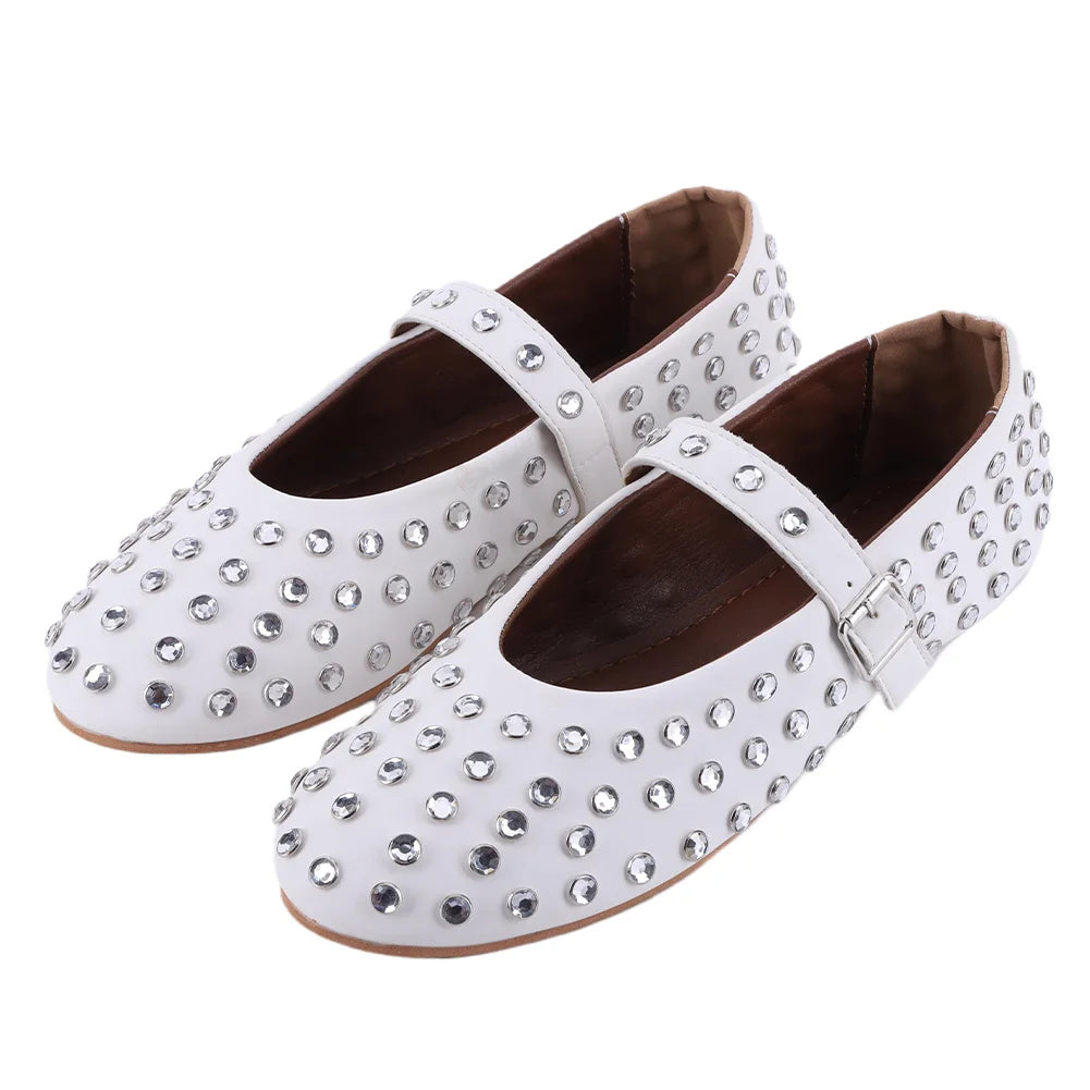 Women Crystal Ballerina Shoes Rhinestone Flats