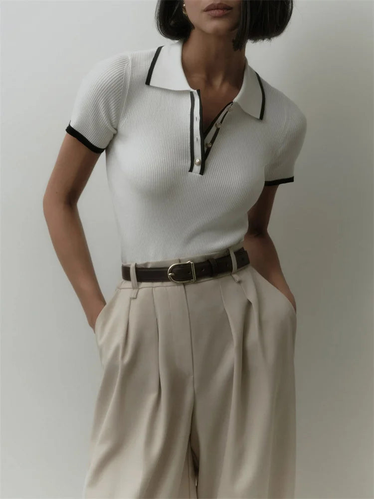 Women's Slim Contrast Knit Pullover