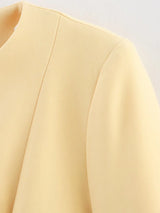 Elegant Yellow O-Neck Blazer Coat