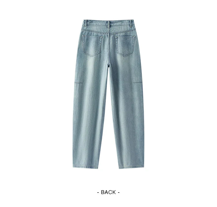 Women Vintage Cotton Wide Leg Jeans