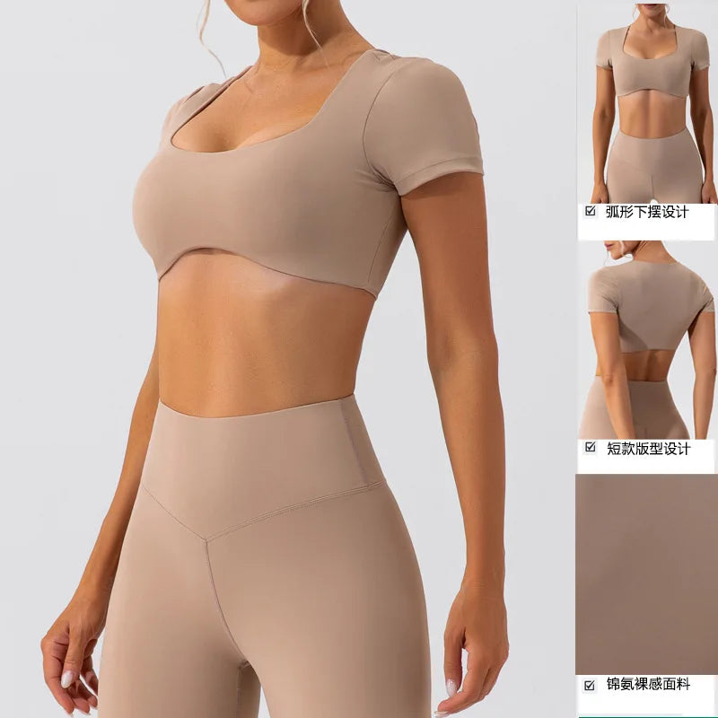 Women Crop Fit Yoga Tee