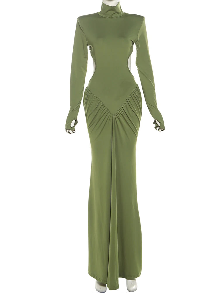 Women's Backless Ruched Maxi Dress