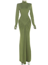 Women's Backless Ruched Maxi Dress