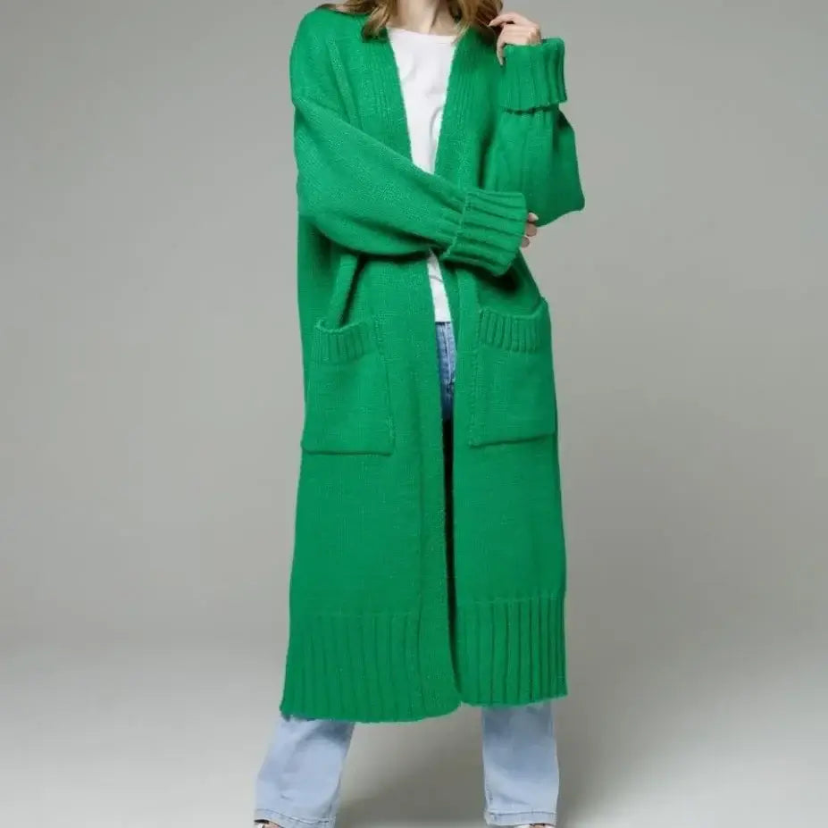 Women Long Pocket Knit Cardigan