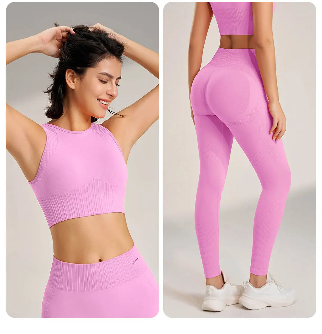 Women High Waist Leggings & Top Set