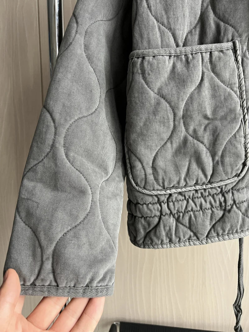 Vintage Quilted High Collar Women's Jacket