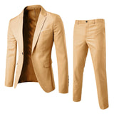 Men Slim Fit Business 2-Piece Suit