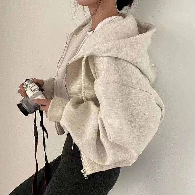 Women's Y2K Cropped Zip Hoodie