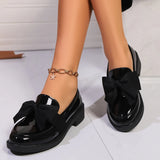 Women’s Bow Decor Leather Pointed Toe Loafers