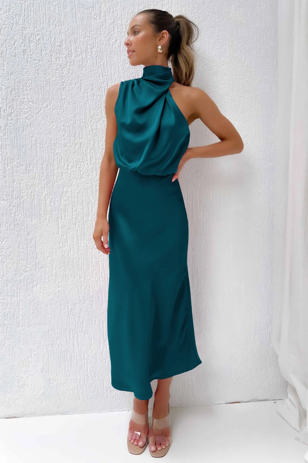 Women's Silk Satin Evening Dress