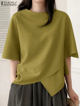 Women Asymmetrical O-Neck Tee