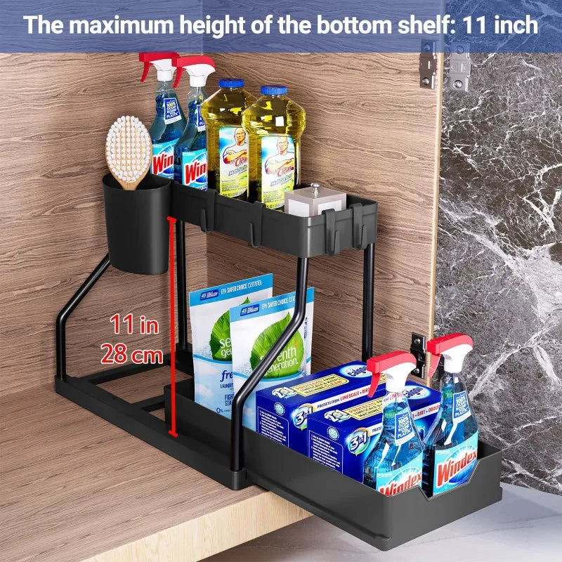 Pull-Out Kitchen Sink Storage Rack