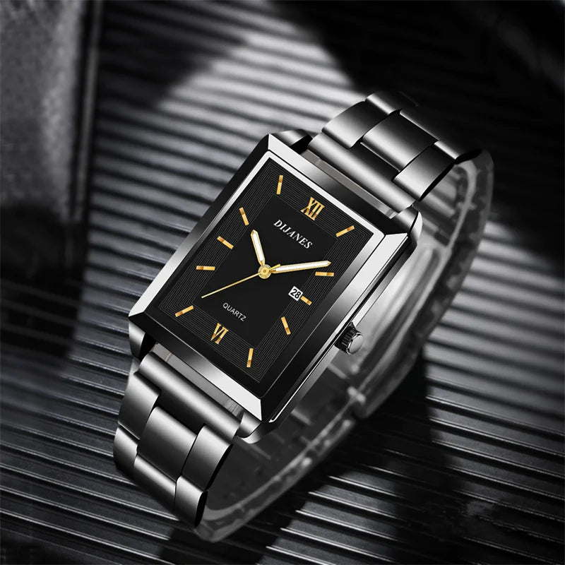 Luxury Square Gold Quartz Couple Watches