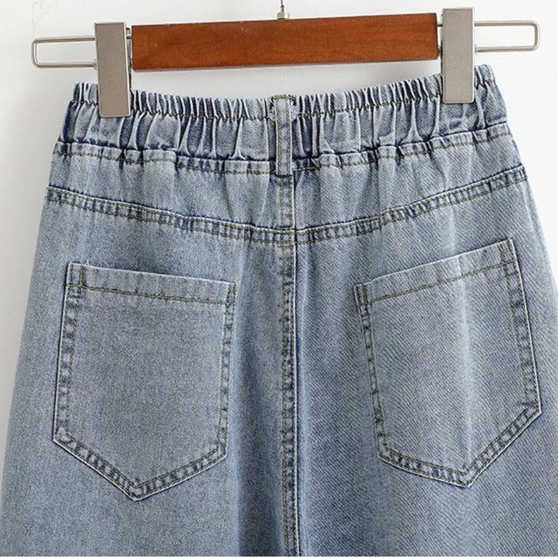 Women Plus Size High Waist Wide Leg Jeans