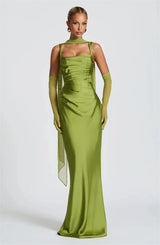 Luxe Satin Halter Evening Gown