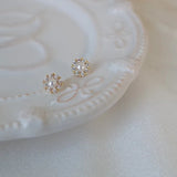 Women’s 14K Gold Zircon Pearl Earrings