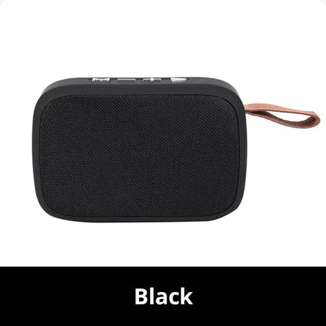 Portable outdoor Bluetooth 5.0 mini speaker in black, compact design, ideal for outdoor adventures and gatherings.