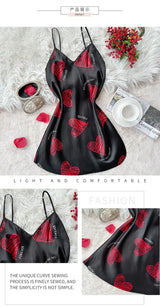 Women Satin Mini Slip Nightdress V-Neck Sleepwear