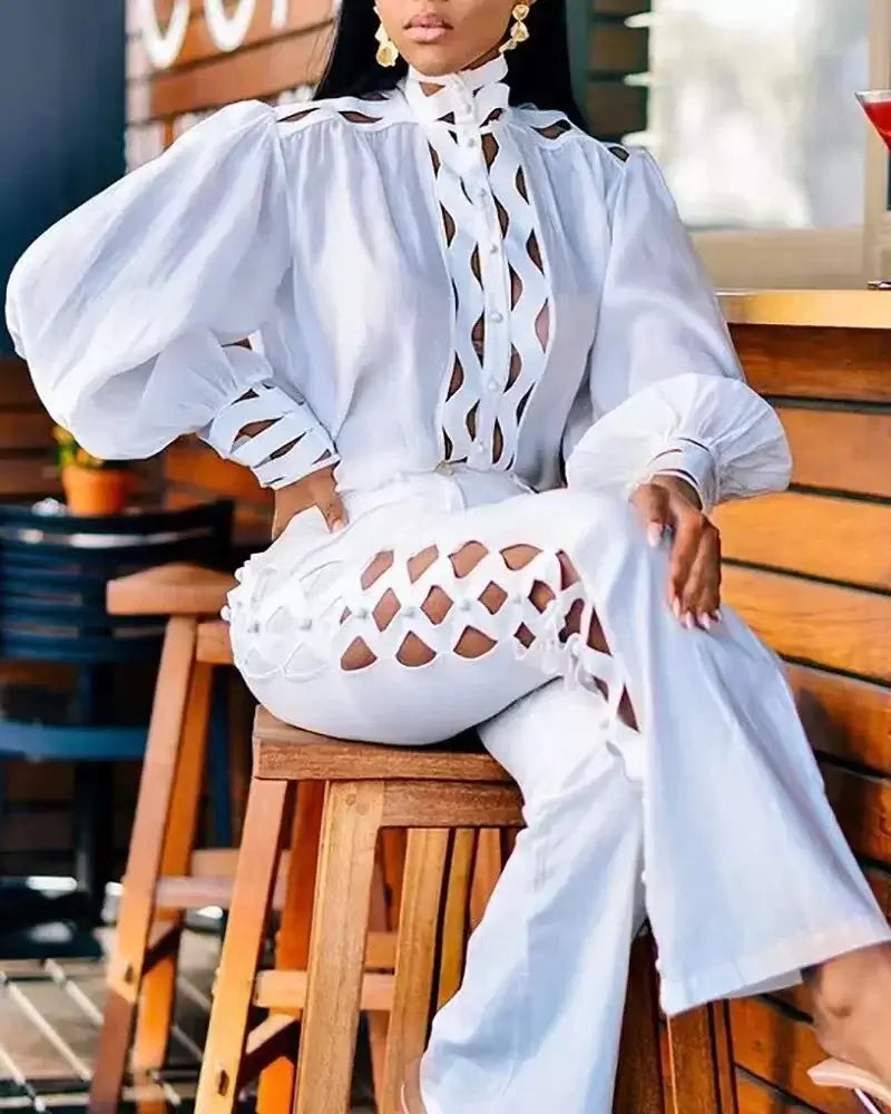 Women Plus Size Wide Leg Pants Set