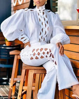 Women Plus Size Wide Leg Pants Set