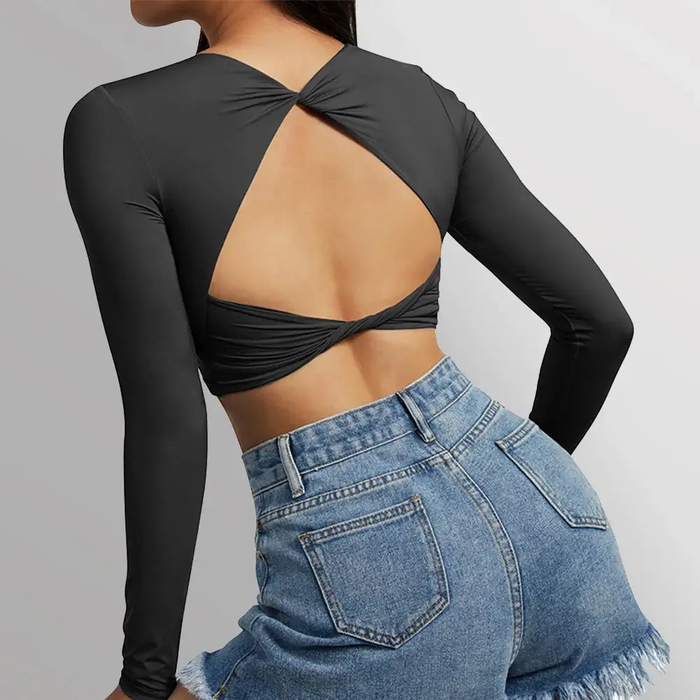 Women Open Back Long Sleeve Yoga Top
