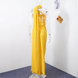 Luxe Satin Halter Evening Gown