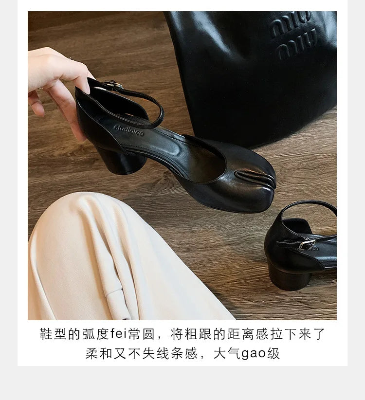 Women’s Leather Square Toe High Heel Pumps