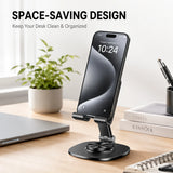 Adjustable Aluminum Desktop Phone Stand – Foldable & Hands-Free