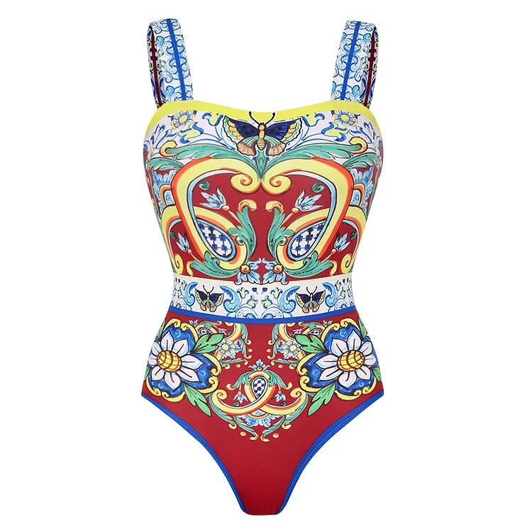 Vintage Print One Piece